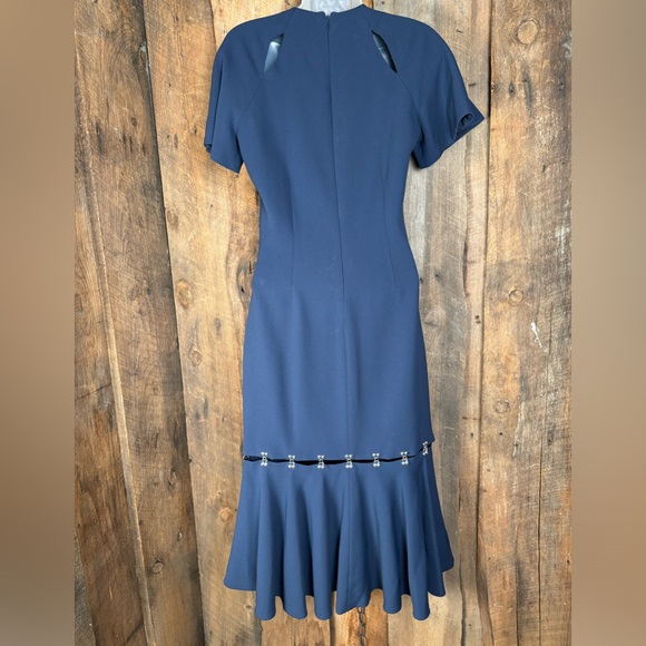 Jonathan Simkhai Navy Hook and Eye Ruffled Midi Dress - Size 2 - Picture 8 of 14
